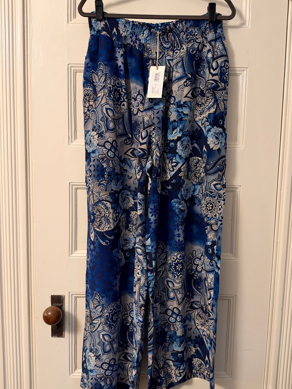 Johnny Was NWT Women's Blue Floral Wide-Leg Pants